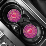 Pink Heart Zodiac Wheel Print Car Coasters
