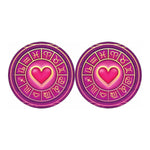 Pink Heart Zodiac Wheel Print Car Coasters