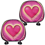 Pink Heart Zodiac Wheel Print Car Headrest Covers