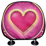 Pink Heart Zodiac Wheel Print Car Headrest Covers
