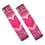 Pink Heart Zodiac Wheel Print Car Seat Belt Covers