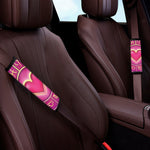 Pink Heart Zodiac Wheel Print Car Seat Belt Covers