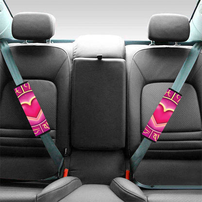 Pink Heart Zodiac Wheel Print Car Seat Belt Covers