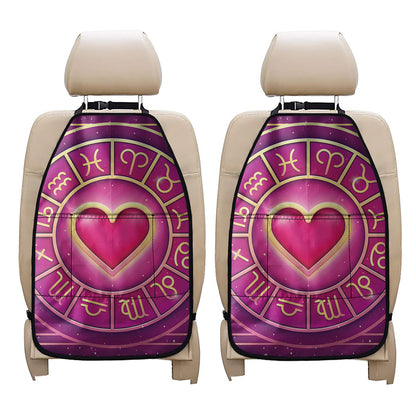 Pink Heart Zodiac Wheel Print Car Seat Organizers