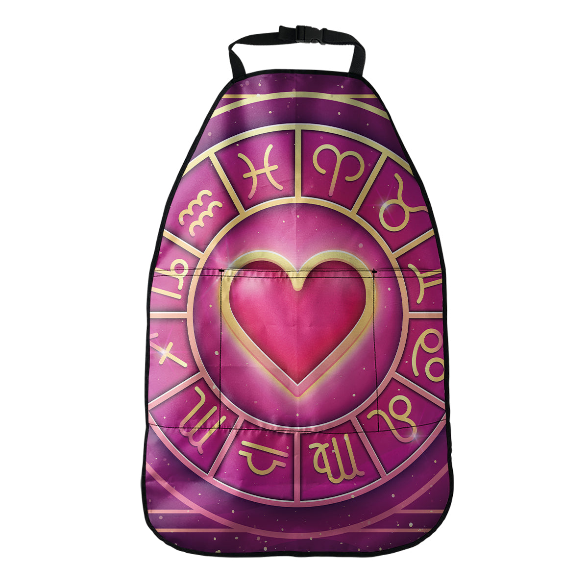Pink Heart Zodiac Wheel Print Car Seat Organizers