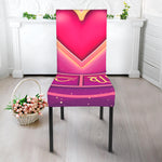 Pink Heart Zodiac Wheel Print Dining Chair Slipcover