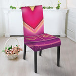 Pink Heart Zodiac Wheel Print Dining Chair Slipcover