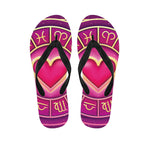 Pink Heart Zodiac Wheel Print Flip Flops