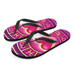 Pink Heart Zodiac Wheel Print Flip Flops