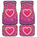 Pink Heart Zodiac Wheel Print Front and Back Car Floor Mats