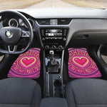 Pink Heart Zodiac Wheel Print Front and Back Car Floor Mats