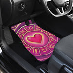 Pink Heart Zodiac Wheel Print Front and Back Car Floor Mats