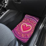 Pink Heart Zodiac Wheel Print Front and Back Car Floor Mats