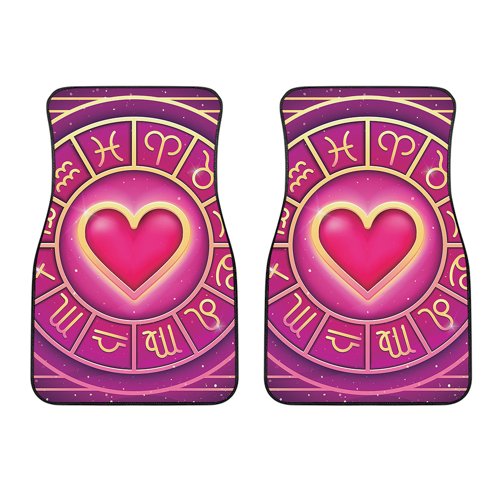 Pink Heart Zodiac Wheel Print Front Car Floor Mats