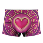 Pink Heart Zodiac Wheel Print Men's Boxer Briefs