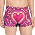 Pink Heart Zodiac Wheel Print Men's Boxer Briefs