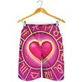 Pink Heart Zodiac Wheel Print Men's Shorts