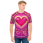 Pink Heart Zodiac Wheel Print Men's T-Shirt