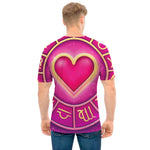 Pink Heart Zodiac Wheel Print Men's T-Shirt
