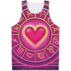 Pink Heart Zodiac Wheel Print Men's Tank Top