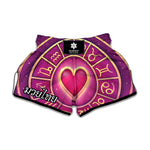 Pink Heart Zodiac Wheel Print Muay Thai Boxing Shorts