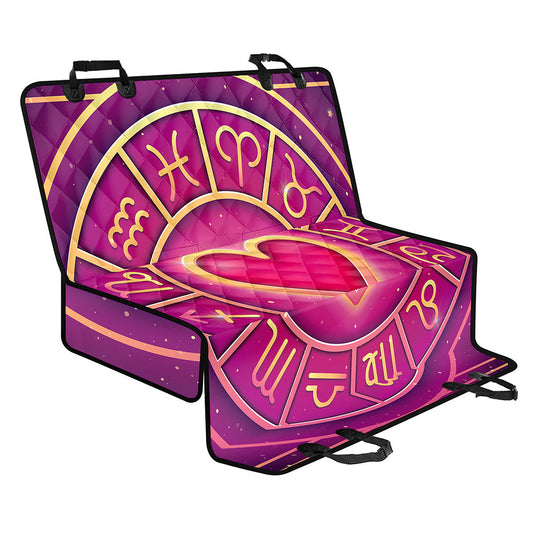 Pink Heart Zodiac Wheel Print Pet Car Back Seat Cover