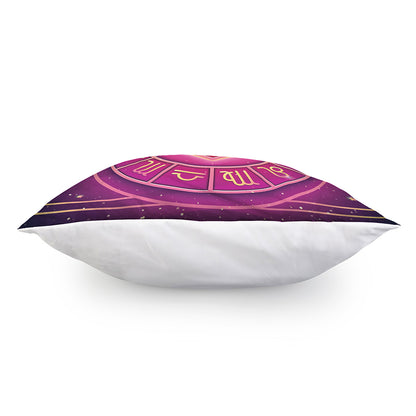 Pink Heart Zodiac Wheel Print Pillow Cover
