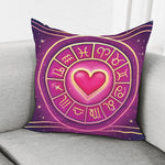 Pink Heart Zodiac Wheel Print Pillow Cover