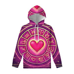 Pink Heart Zodiac Wheel Print Pullover Hoodie