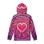 Pink Heart Zodiac Wheel Print Pullover Hoodie