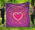 Pink Heart Zodiac Wheel Print Quilt