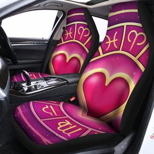 Pink Heart Zodiac Wheel Print Universal Fit Car Seat Covers