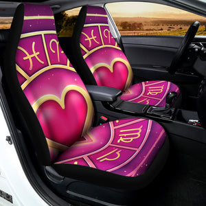 Pink Heart Zodiac Wheel Print Universal Fit Car Seat Covers