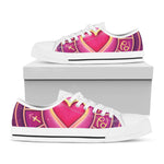 Pink Heart Zodiac Wheel Print White Low Top Shoes
