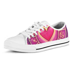 Pink Heart Zodiac Wheel Print White Low Top Shoes