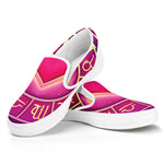 Pink Heart Zodiac Wheel Print White Slip On Shoes
