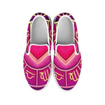 Pink Heart Zodiac Wheel Print White Slip On Shoes