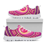 Pink Heart Zodiac Wheel Print White Sneakers