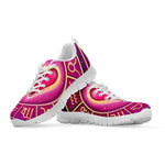Pink Heart Zodiac Wheel Print White Sneakers