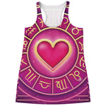 Pink Heart Zodiac Wheel Print Women's Racerback Tank Top