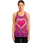 Pink Heart Zodiac Wheel Print Women's Racerback Tank Top