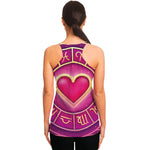 Pink Heart Zodiac Wheel Print Women's Racerback Tank Top