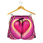 Pink Heart Zodiac Wheel Print Women's Shorts