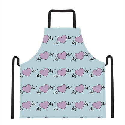 Pink Heartbeat Pattern Print Apron