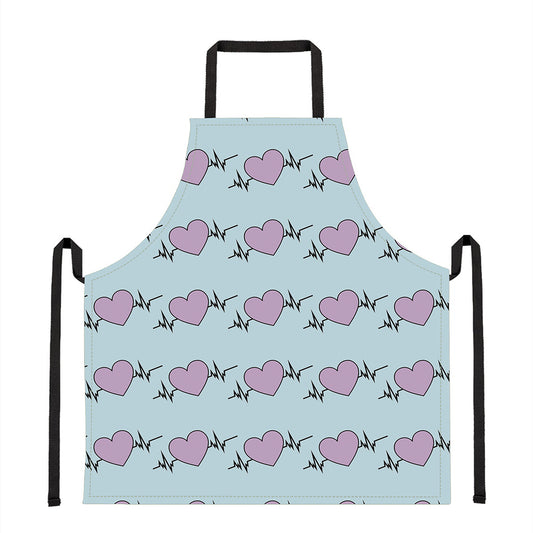Pink Heartbeat Pattern Print Apron
