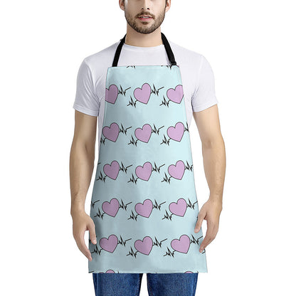 Pink Heartbeat Pattern Print Apron