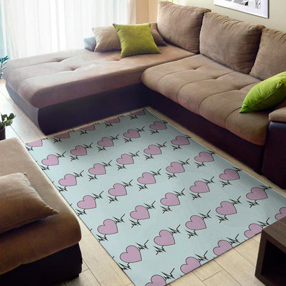 Pink Heartbeat Pattern Print Area Rug