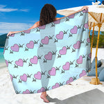 Pink Heartbeat Pattern Print Beach Sarong Wrap
