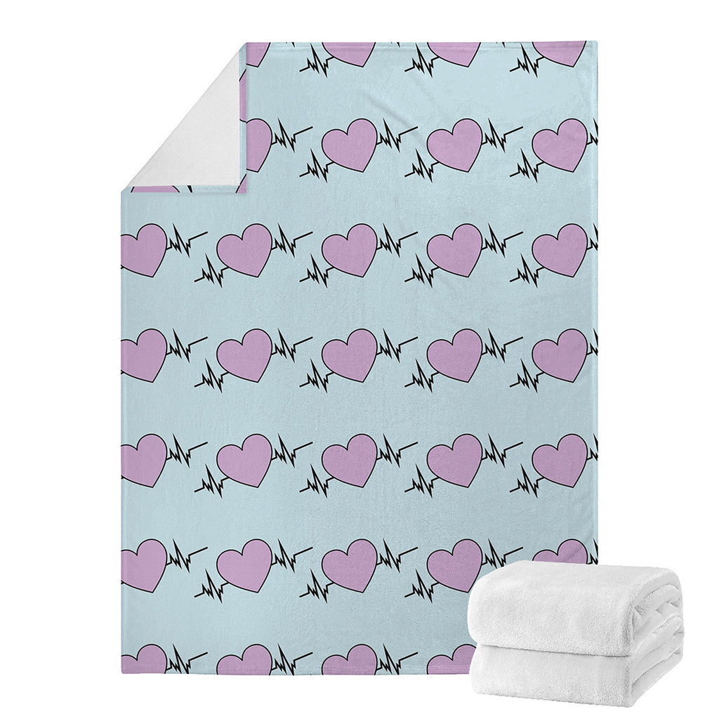 Pink Heartbeat Pattern Print Blanket