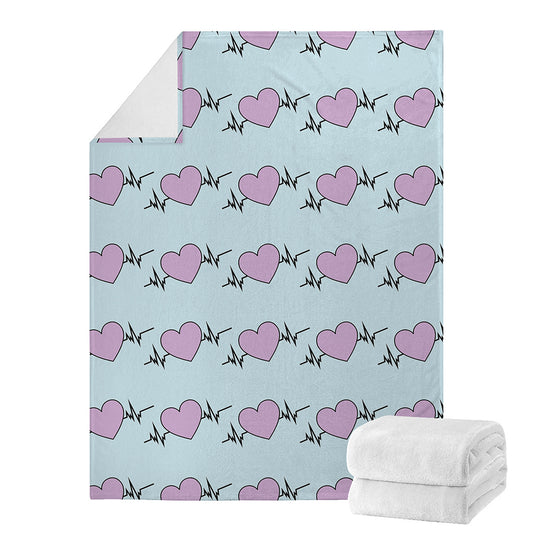 Pink Heartbeat Pattern Print Blanket